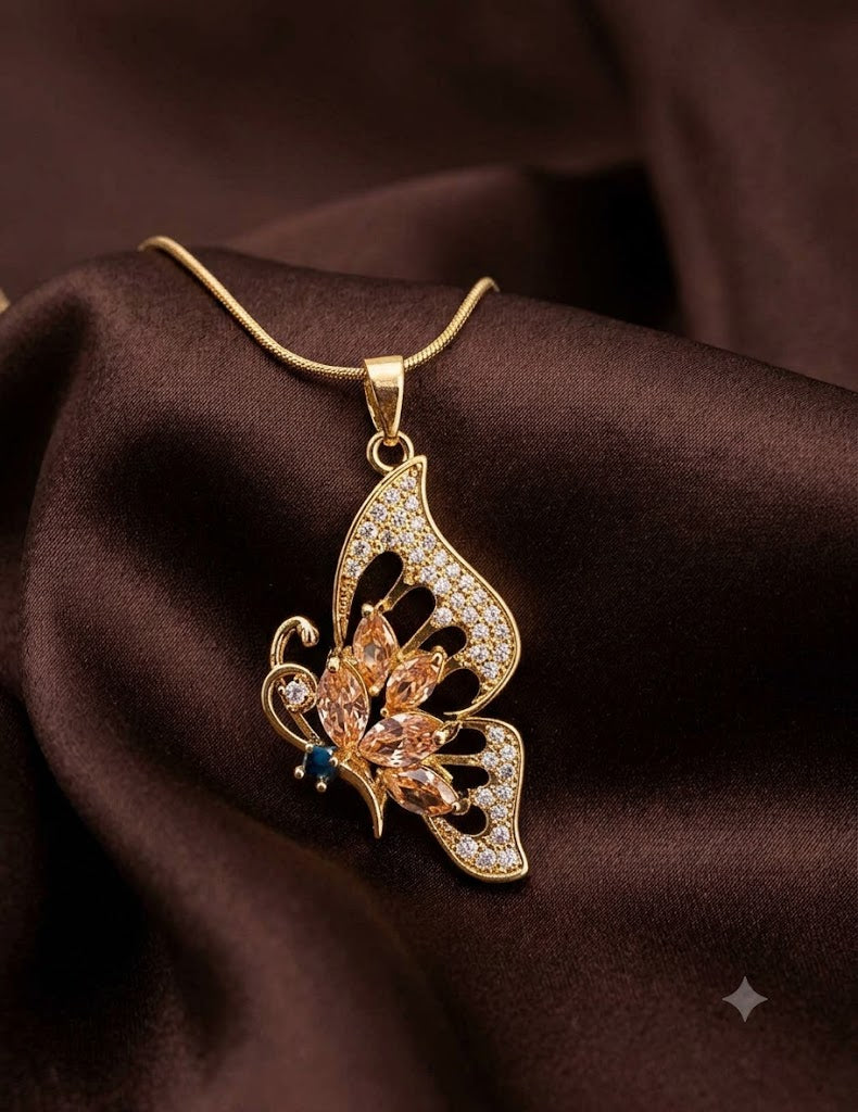 Butterfly Bloom Pendent in Box chain