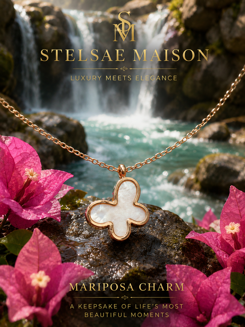 Mariposa Charm in rope chain