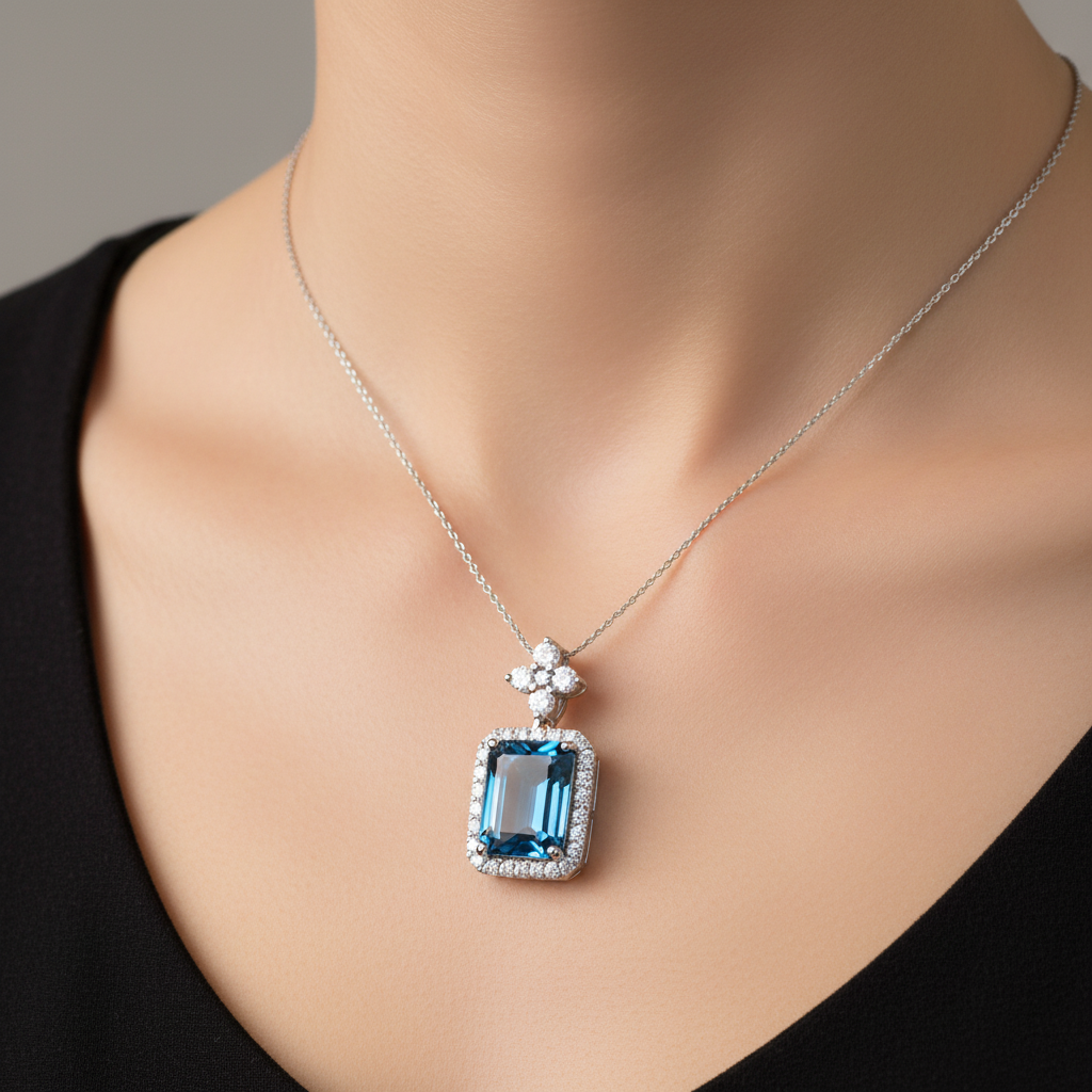 Blue Zirconia in Cable Chain