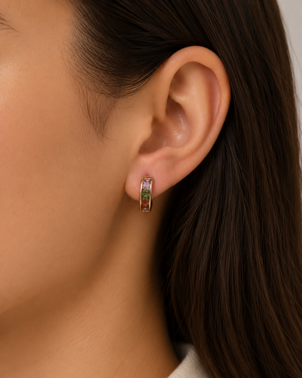 Earth Inspired Huggie Earrings
