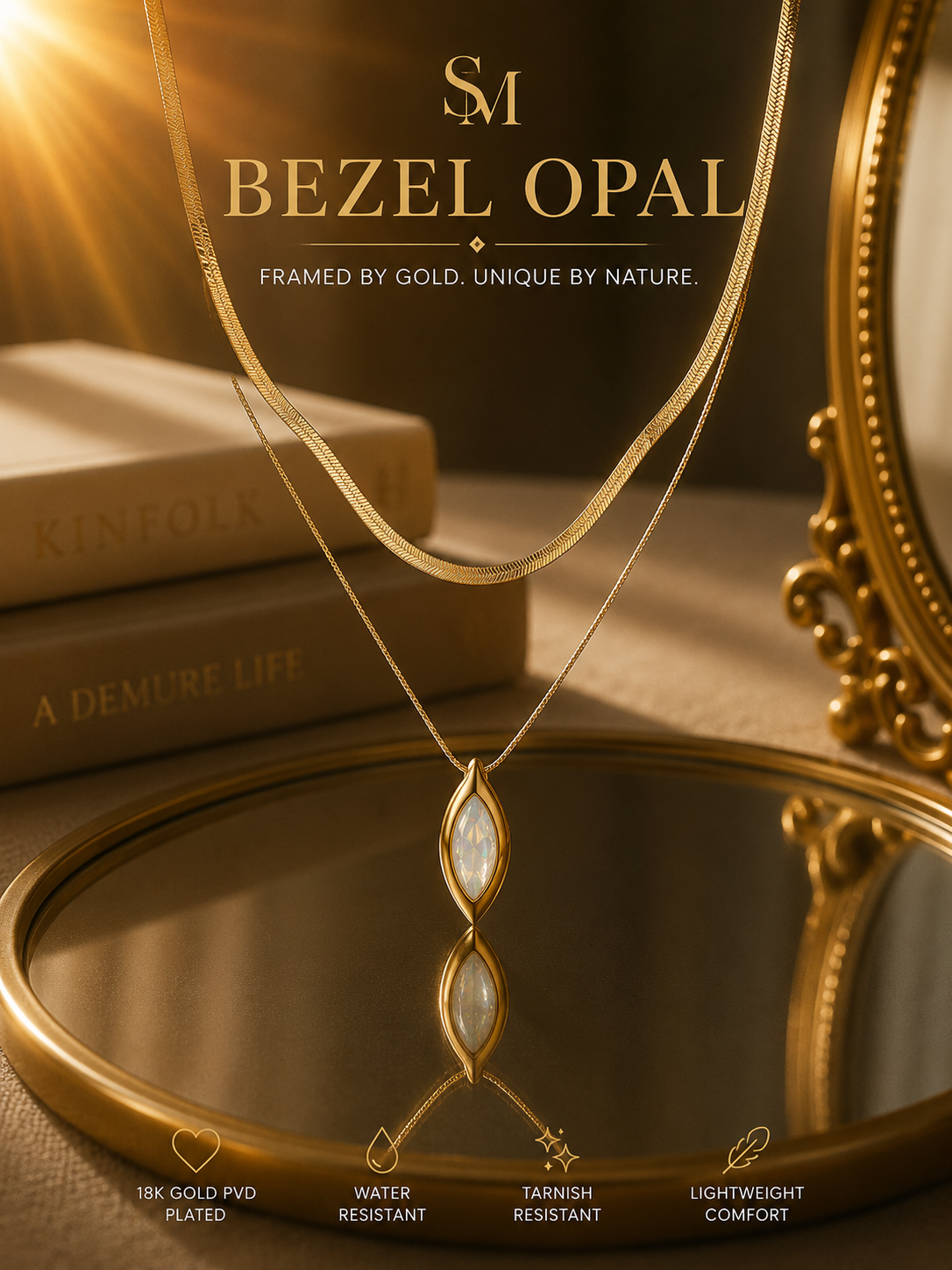 Bezel Opal Layered Necklace