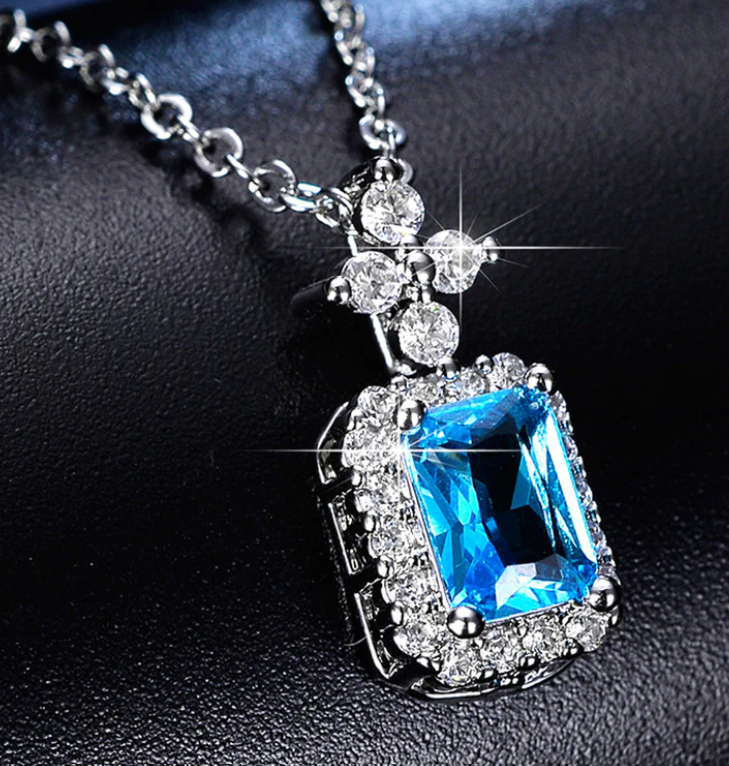 Blue Zirconia in Cable Chain