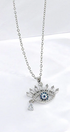 Blue Iris Pendant Necklace