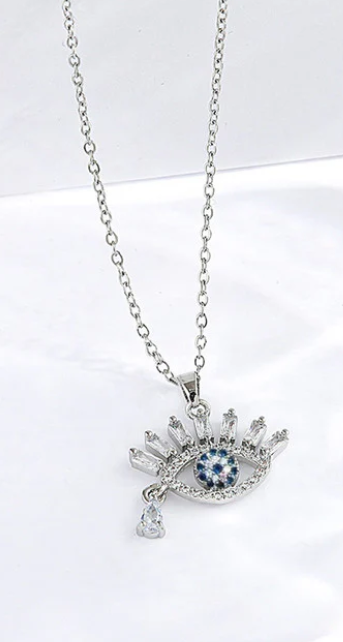 Blue Iris Pendant Necklace