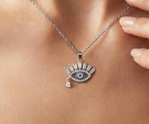 Blue Iris Pendant Necklace