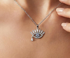 Blue Iris Pendant Necklace