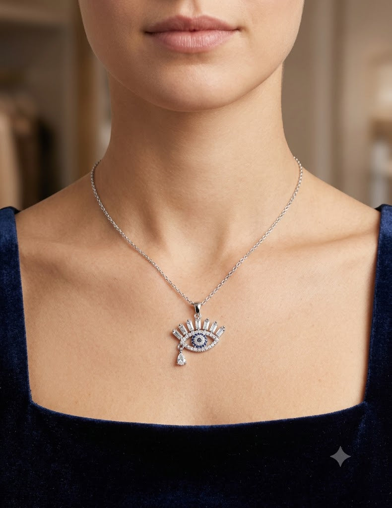 Blue Iris Pendant Necklace