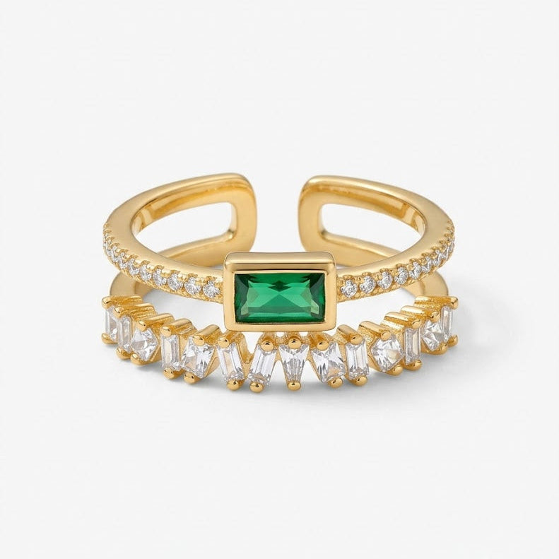 Emerald Band Stack Ring
