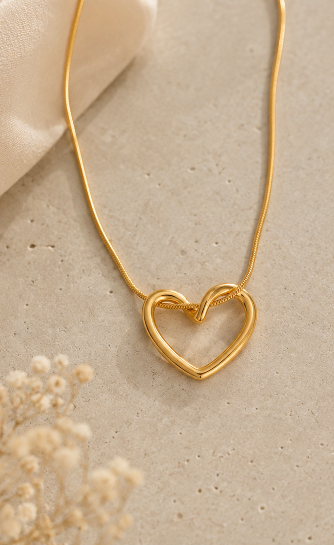 Heart Pendent in Omega Chain