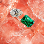 Toi et Moi Ring with Emerald and Tear White stone